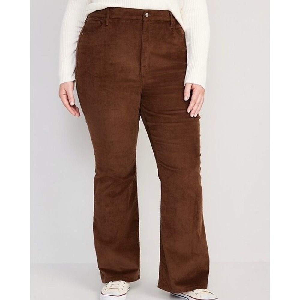 Old Navy Rust Brown High Waist Rise Flare Pants Corduroy Rust Brown 20 Plus Size